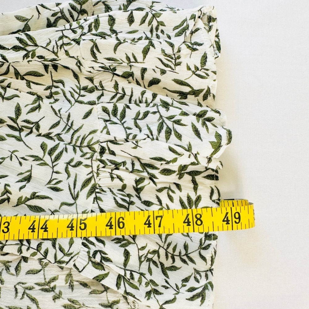 Hello‎ Molly Strapless Maxi Dress Womens S White Green Leaf Print Ruffle Resort - Picture 6 of 10